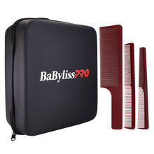 BaByliss Pro Universal Travel Case Fits Clipper Shaver Trimmer and Accessories with Barberology Comb Set (Clipper, Cutting, Taper Combs) - Red