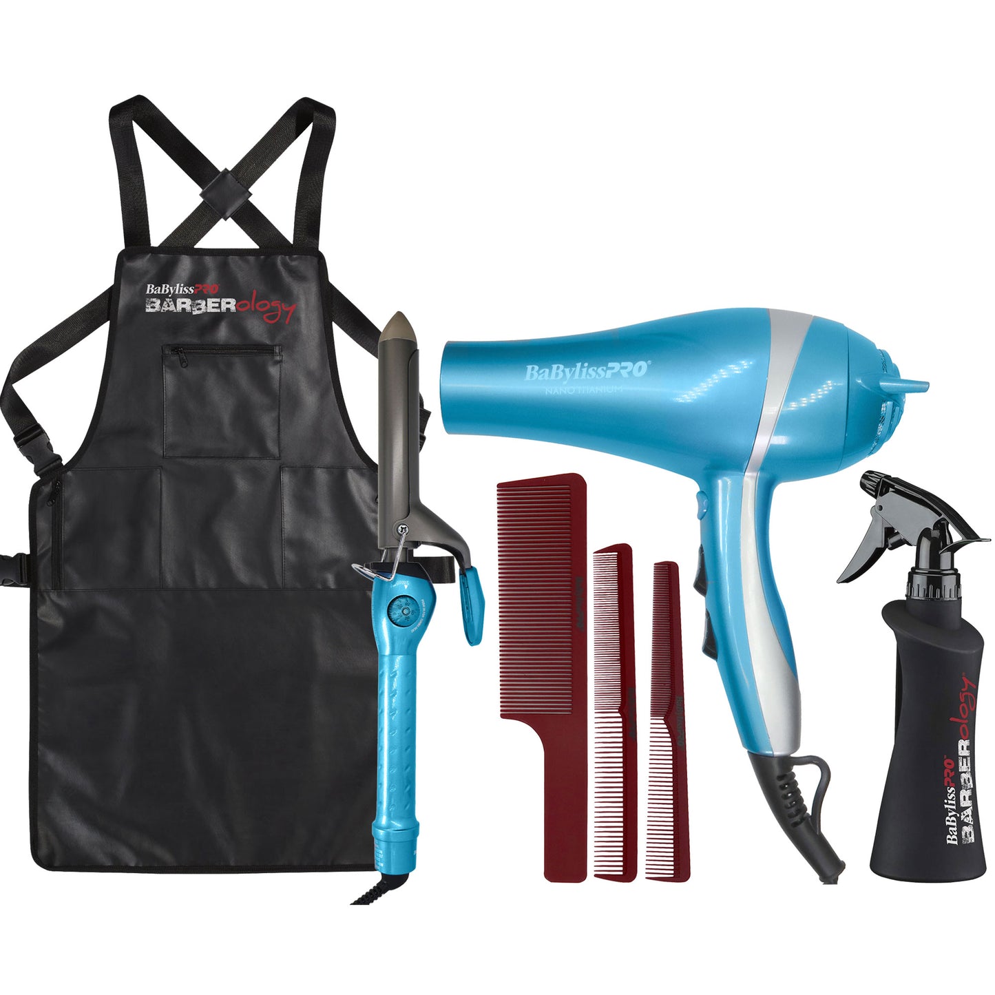 BaByliss Pro LIMITED EDITION Professional Lightweight Ionic Dryer & 1" Spring Curling Iron Combo BNTPP68 Complete Styling Set