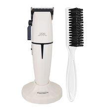 JRL GHOST Professional Cordless Hair Clipper - White (Dual Voltage) 2020C-B-W with BaByliss Pro Fade Brush