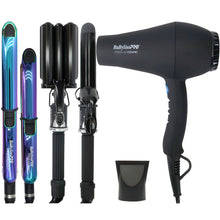 BaByliss Pro Porcelain Ceramic Gift Box (Dryer, Waver, Curling Iron) BPPP7 with Nano Titanium 1" Prima & 3/4" Mini Prima Styling Irons Combo BNTPPRB75