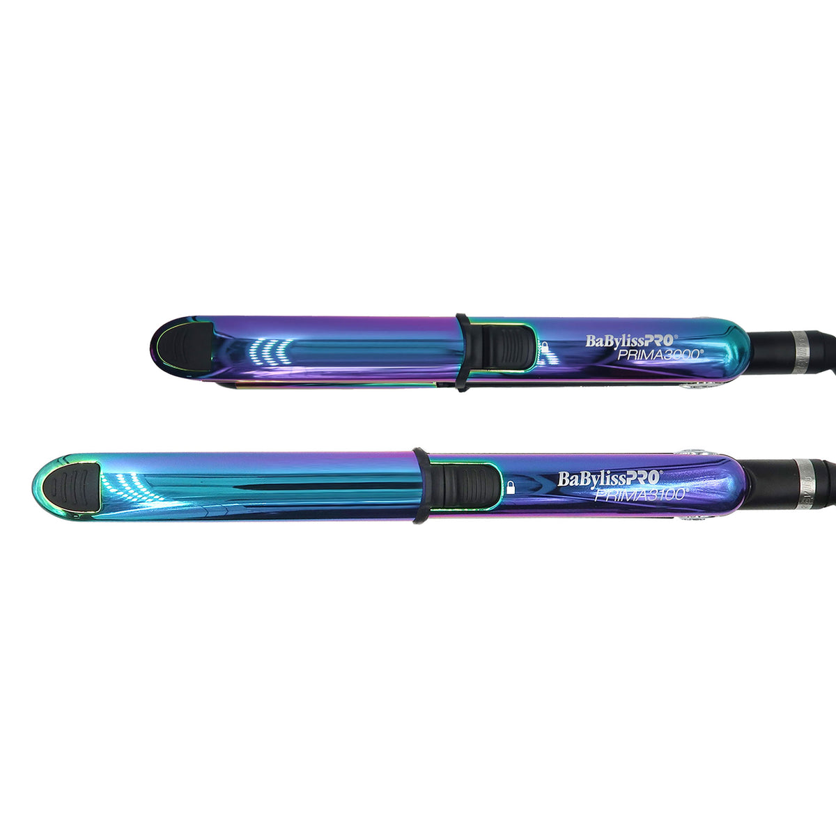 BaByliss Pro Nano Titanium Limited Edition 1" Iridescent Prima Stainless Steel & 3/4" Mini Prima Styling Irons Combo BNTPPRB75 with Ergo-Grip Detangler Brush