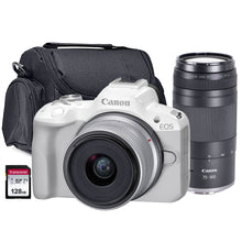 Canon EOS R50 Mirrorless Camera with 18-45mm Lens (White) + RF 75-300mm f/4-5.6 Lens (Canon RF) Bundle