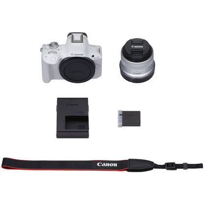 Canon EOS R50 Mirrorless Camera (White) with 18-45mm Lens Complete Creator Bundle