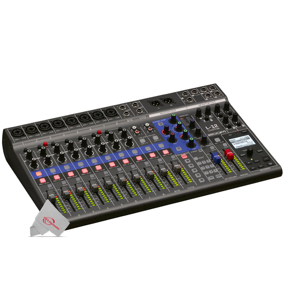 Zoom LiveTrak L-12 - 12-Channel Digital Mixer & Multitrack Recorder with Luxe Keyboard & Gear Bag