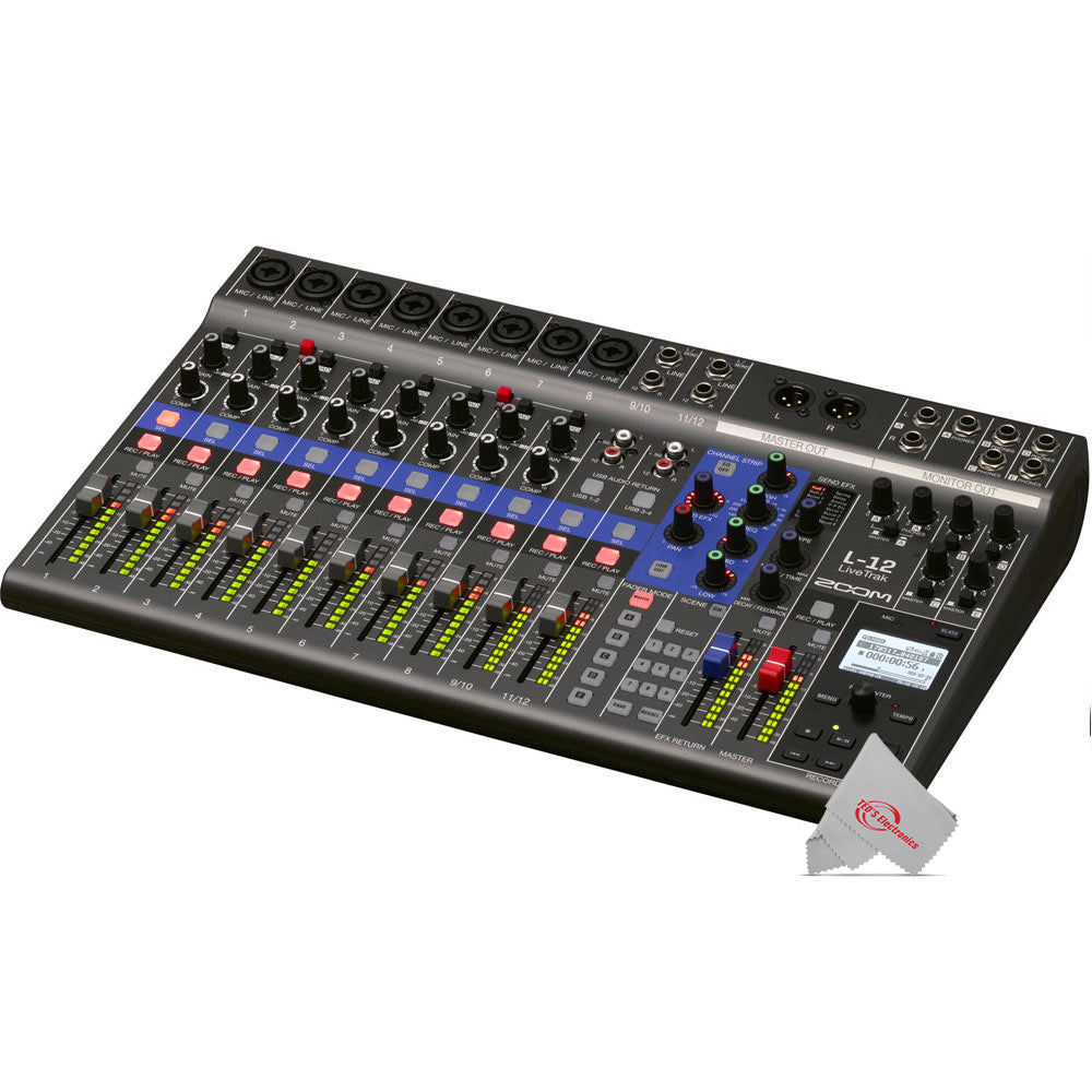 Zoom LiveTrak L-12 - 12-Channel Digital Mixer & Multitrack Recorder with Luxe Keyboard & Gear Bag