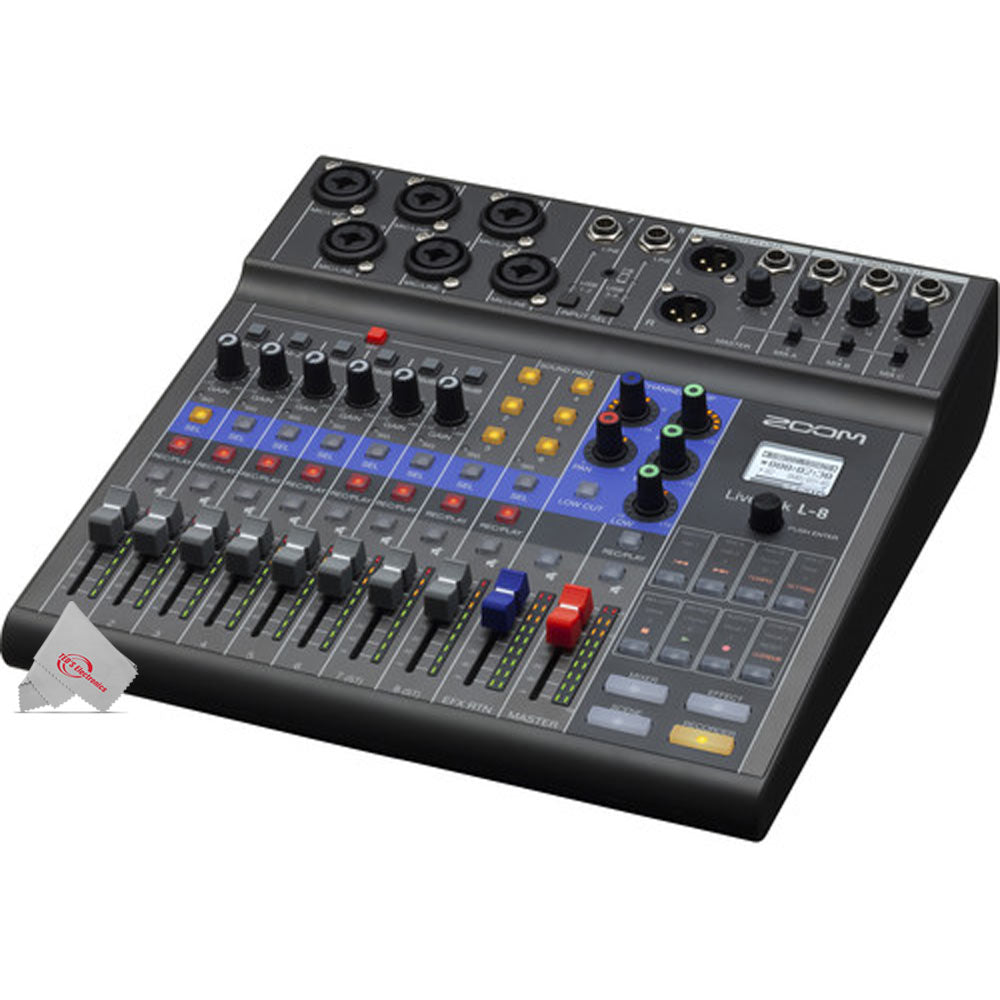 Zoom LiveTrak L-8 Portable Podcast 8-Track Digital Mixer & Multitrack Recorder Pro Audio Package