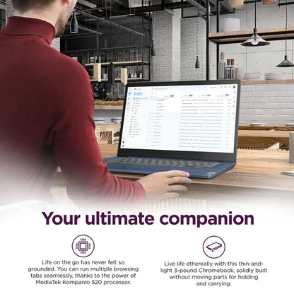 Lenovo IdeaPad Slim 3 Chromebook 14" Full HD Laptop - MediaTek Kompanio 520 - 4GB Memory - 64GB eMMC (Abyss Blue)