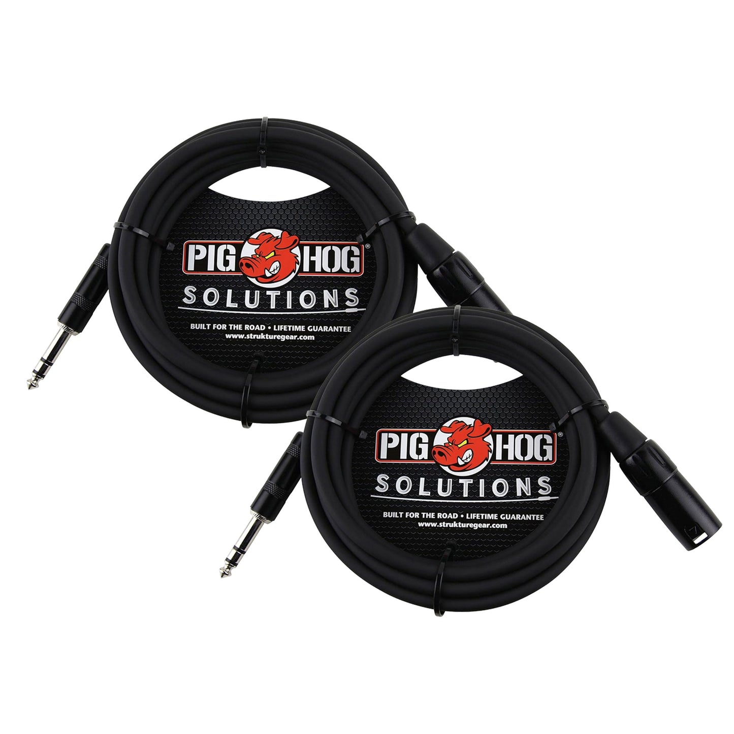 2x Pig Hog 1/4" TRS to XLR Balance Adaptor Cable, 15 Feet PX-TMXM15