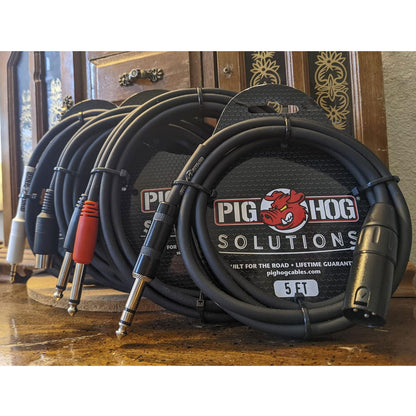 2x Pig Hog 1/4" TRS to XLR Balance Adaptor Cable, 15 Feet PX-TMXM15