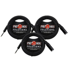 3x Pig Hog 1/4" TRS to XLR Balance Adaptor Cable, 15 Feet PX-TMXM15