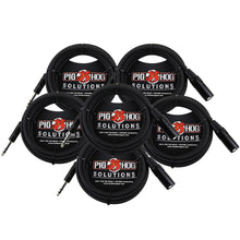 6x Pig Hog 1/4" TRS to XLR Balance Adaptor Cable, 15 Feet PX-TMXM15