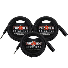 3x Pig Hog 1/4" TRS to XLR Balance Adaptor Cable, 25 Feet PX-TMXM25