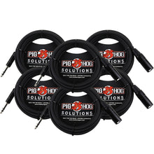 6x Pig Hog 1/4" TRS to XLR Balance Adaptor Cable, 25 Feet PX-TMXM25