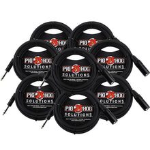 8x Pig Hog 1/4" TRS to XLR Balance Adaptor Cable, 25 Feet PX-TMXM25