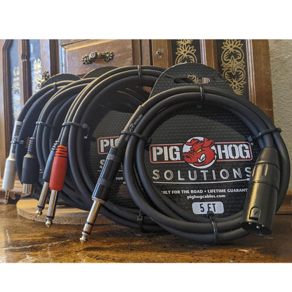 8x Pig Hog 1/4" TRS to XLR Balance Adaptor Cable, 10 Feet PX-TMXM2