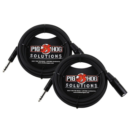 2x Pig Hog 1/4" TRS to XLR Balance Adaptor Cable, 10 Feet PX-TMXM2