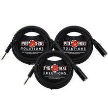 3x Pig Hog 1/4" TRS to XLR Balance Adaptor Cable, 10 Feet PX-TMXM2