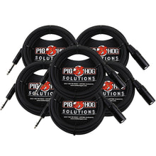 6x Pig Hog 1/4" TRS to XLR Balance Adaptor Cable, 10 Feet PX-TMXM2