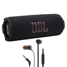JBL Flip 7 Portable Waterproof Bluetooth Speaker (Black) with JBL T110 in Ear Headphones
