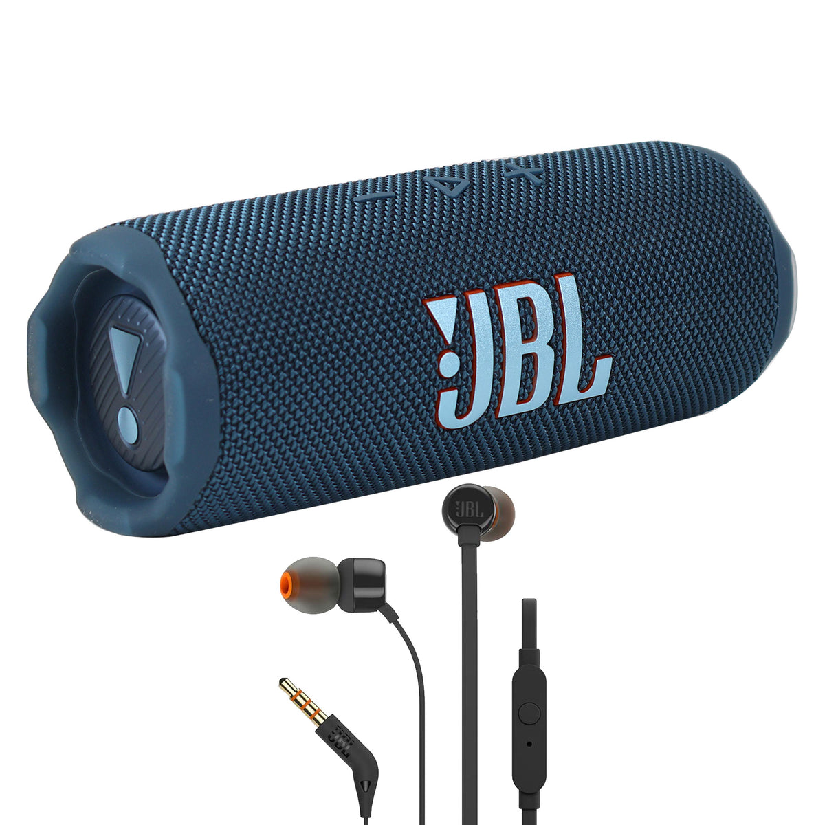 JBL Flip 7 Portable Waterproof Bluetooth Speaker (Blue) + JBL T110 in Ear Headphones