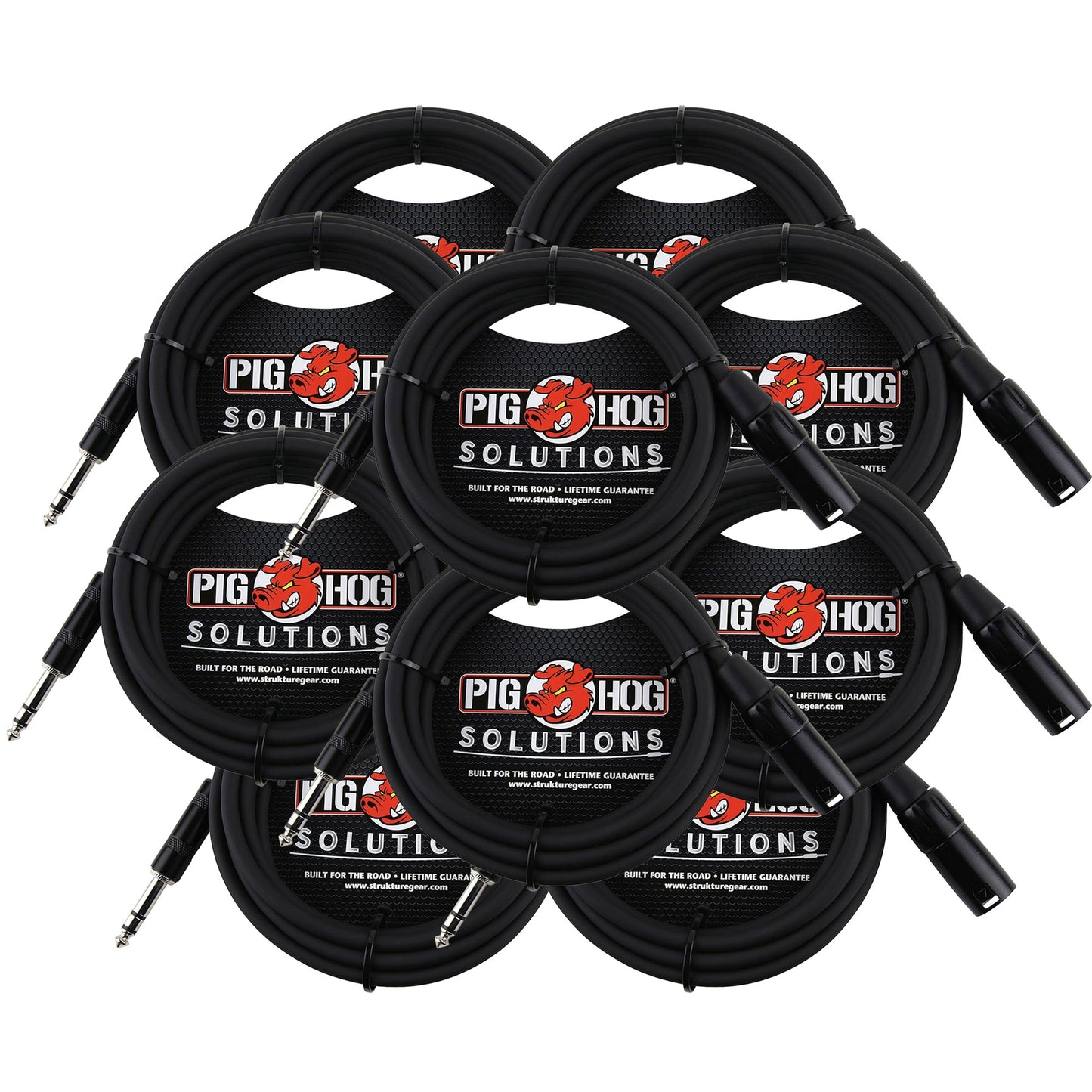 10x Pig Hog 1/4" TRS to XLR Balance Adaptor Cable, 10 Feet PX-TMXM2