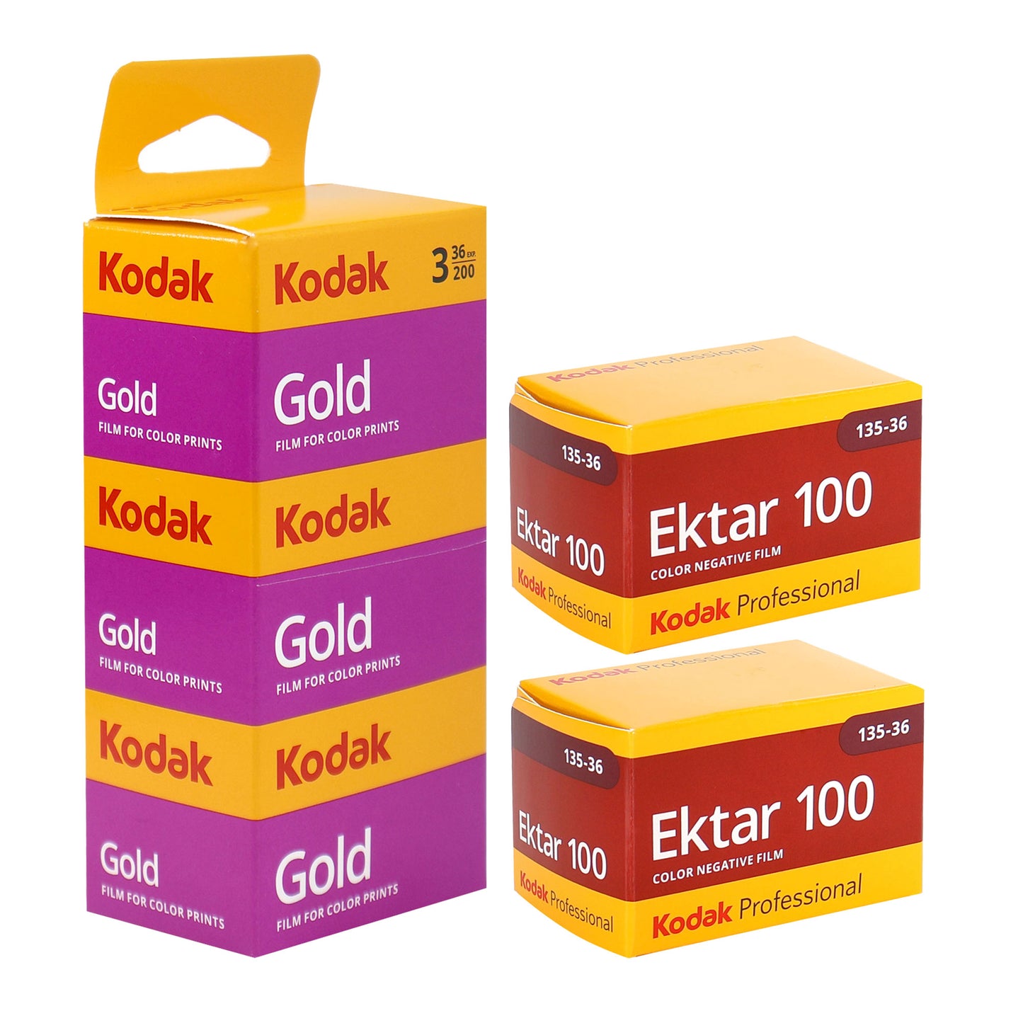 2x Kodak Professional Ektar 100 Color Negative Film (35mm, 36 Exposures) with Kodak GOLD 200 Color Negative Film (35mm, 36 Exposures) - 3 Pack