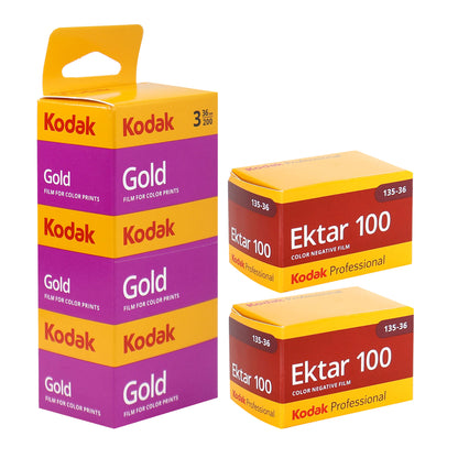 2x Kodak Professional Ektar 100 Color Negative Film (35mm, 36 Exposures) with Kodak GOLD 200 Color Negative Film (35mm, 36 Exposures) - 3 Pack