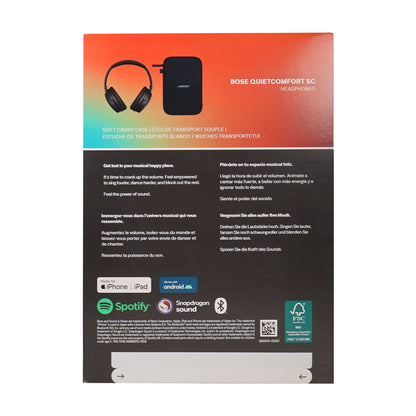 Bose QuietComfort SC Wireless Over-Ear Active Noise Canceling Headphones (Black) 884367-0900 with Soft Case + JBL T110 in Ear Headphones Black