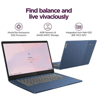 Lenovo IdeaPad Slim 3 Chromebook 14" Full HD Laptop - MediaTek Kompanio 520 - 4GB Memory - 64GB eMMC (Abyss Blue) with Accessory Bundle