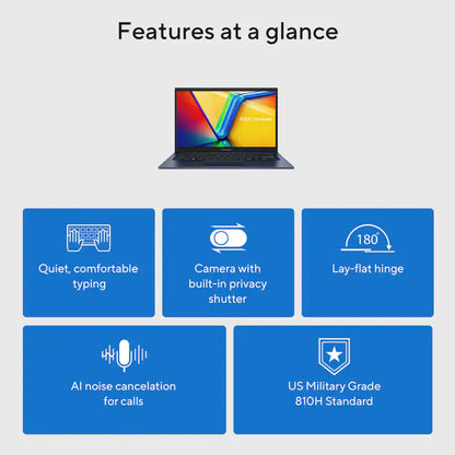 ASUS Vivobook 14 14" FHD Laptop - Intel 13th Core i5-1334 - 12GB Memory, 256GB SSD (Quiet Blue) with 256GB 300S UHS-I microSDXC Card and USB Card Reader