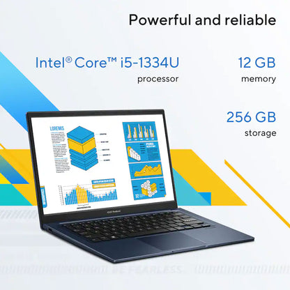 ASUS Vivobook 14 14" FHD Laptop - Intel 13th Core i5-1334 - 12GB Memory, 256GB SSD (Quiet Blue) with 256GB 300S UHS-I microSDXC Card and USB Card Reader