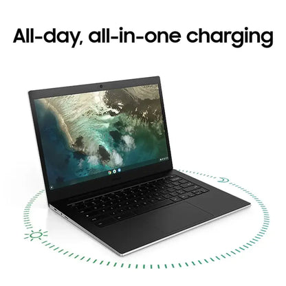 Samsung Galaxy Chromebook Go 14" LED Laptop - Intel Celeron- 4GB Memory - 128GB Storage (Silver) with Transcend 256GB 300S UHS-I microSDXC Memory Card