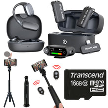 Hollyland LARK MAX 2 ULTIMATE COMBO 2-Person Wireless Lavalier Microphone System for Cameras, Mobile Devices (Space Gray) with Foldable Tripod and 16GB microSD Card