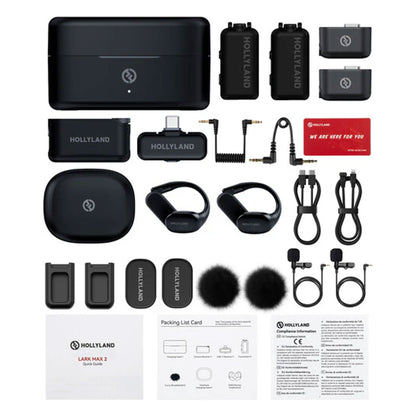 Hollyland LARK MAX 2 ULTIMATE COMBO 2-Person Wireless Lavalier Microphone System for Cameras, Mobile Devices (Space Gray) with Foldable Tripod and 16GB microSD Card