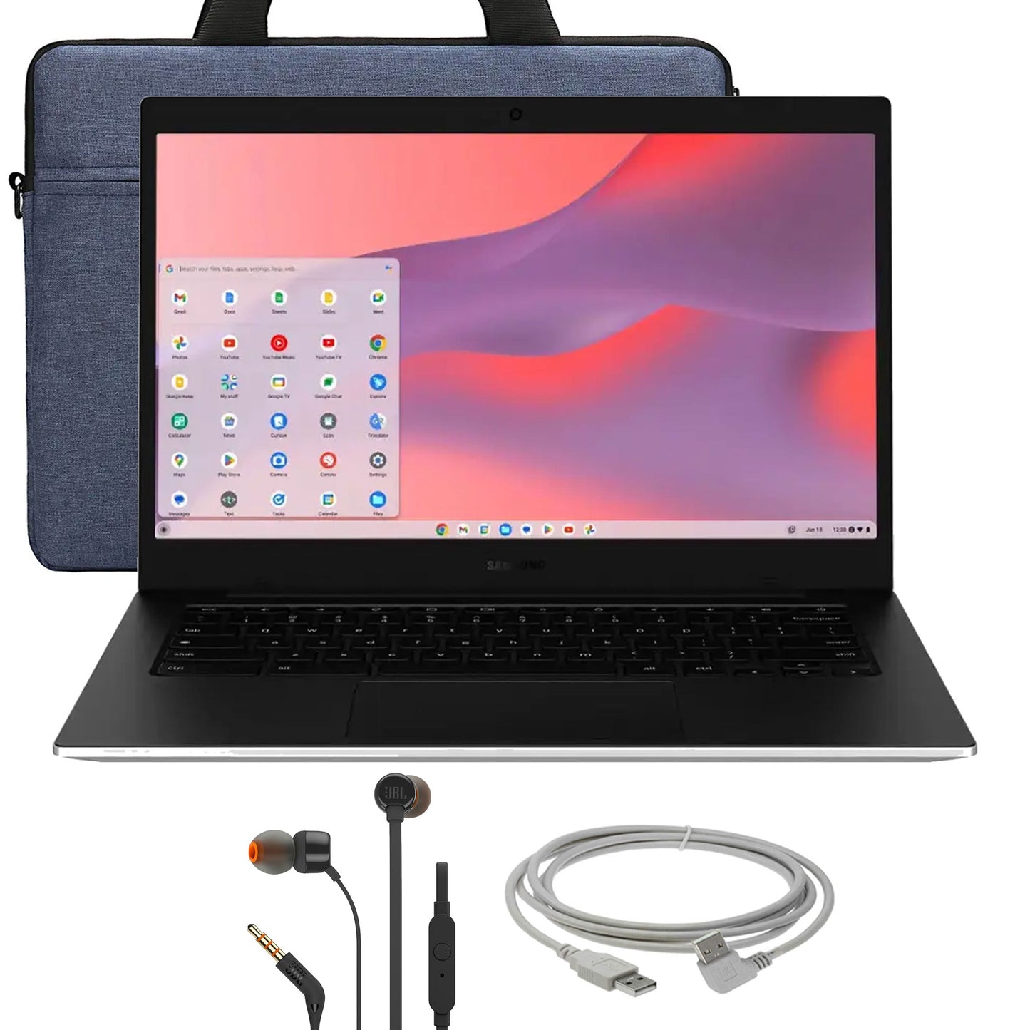 Samsung Galaxy Chromebook Go 14" LED Laptop - Intel Celeron- 4GB Memory - 128GB Storage Silver with Accessory Bundle