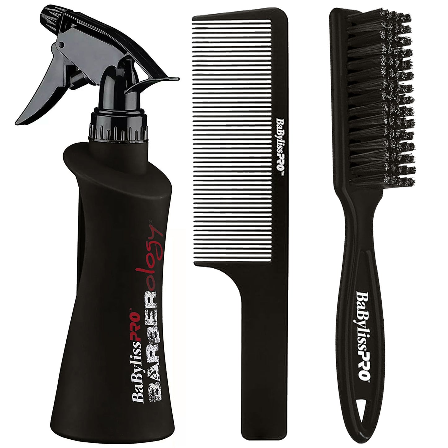 Babyliss Pro BSPRAYBOT Barberology 10oz Spray Bottle with Fade Brush and 9" Comb Black