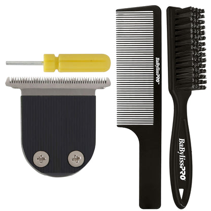 BaByliss Pro Barberology FlashFX / EtchFX Replacement Blade with Fade Brush and 9" Comb Black