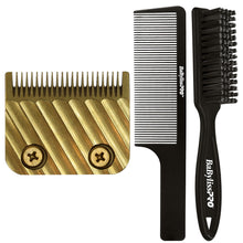 BaByliss Pro Replacement Gold Titanium Wedge Blade FX603G with Fade Brush and 9" Comb Black