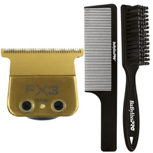 Babyliss Pro FX703G FX3 DLC Titanium Ultra Thin Blade Zero Gap Blade with Fade Brush and 9" Comb Black
