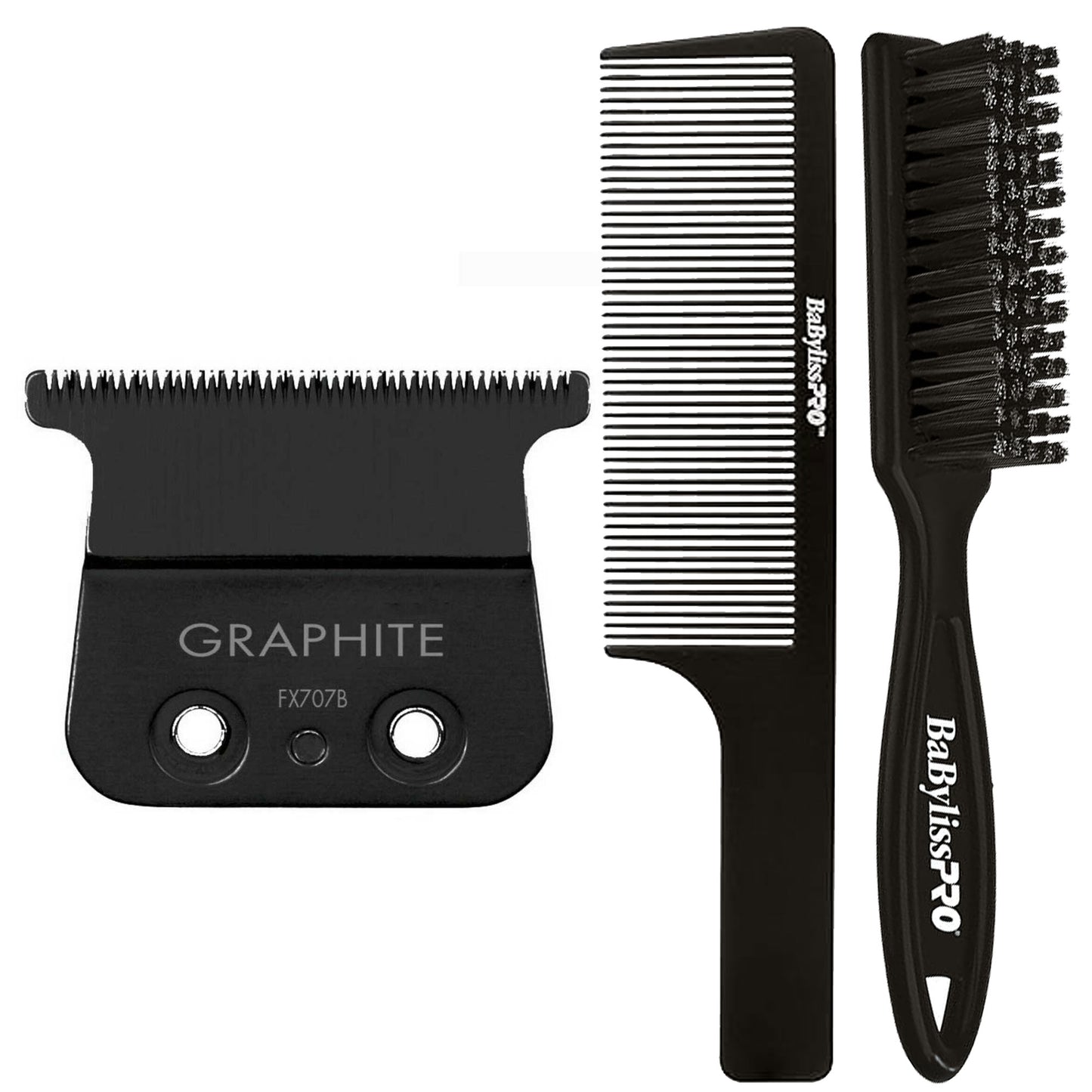 BaByliss Pro FX707B Graphite Fine Tooth Replacement T Blade Fits All FX787 Models with Fade Brush and 9" Comb Black