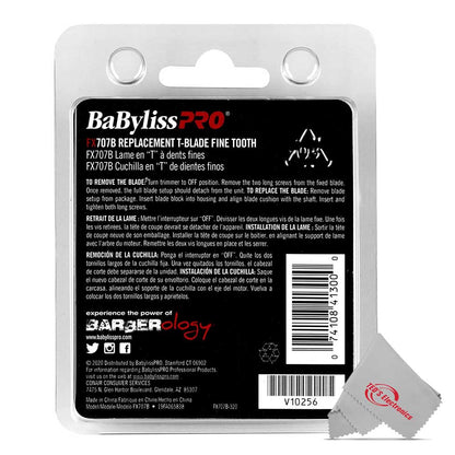 BaByliss Pro FX707B Graphite Fine Tooth Replacement T Blade Fits All FX787 Models with Fade Brush and 9" Comb Black