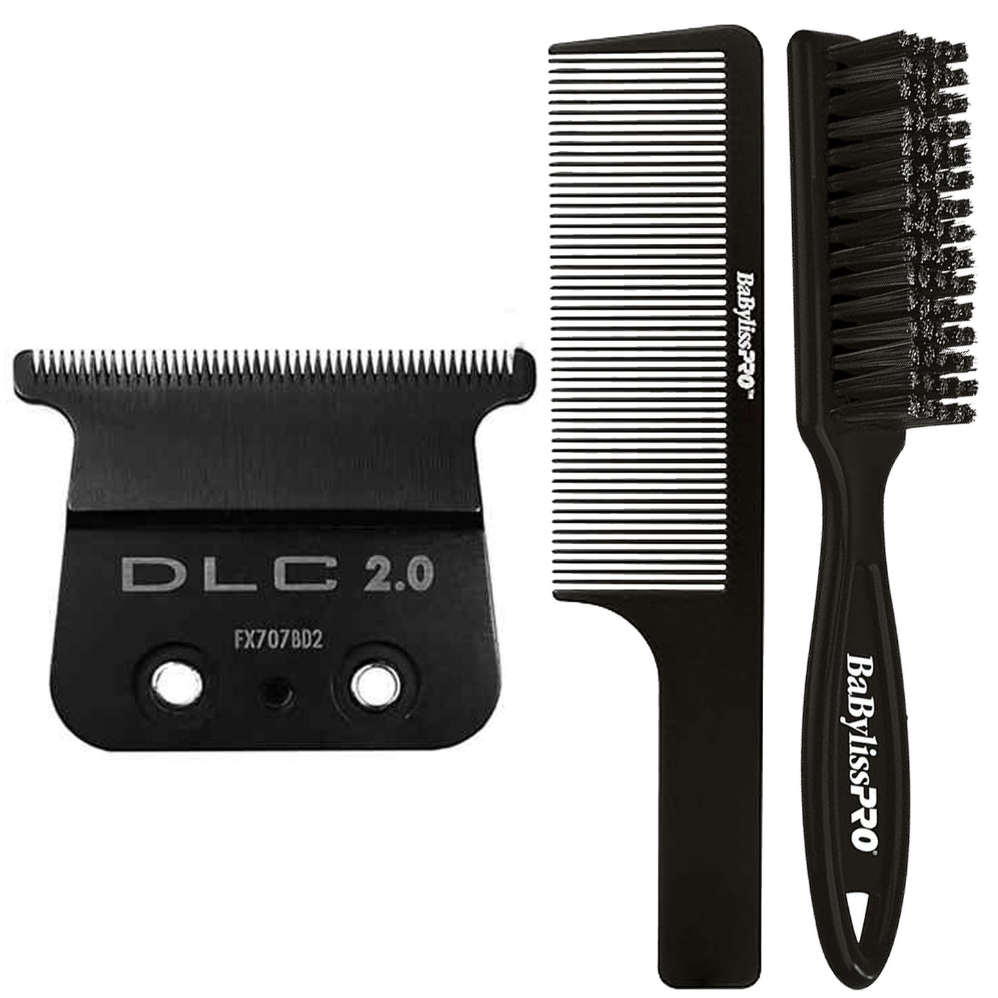 Babyliss Pro FX707BD2 DLC 2.0MM Deep Tooth T-Blade with Fade Brush and 9" Comb Black