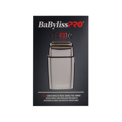 BaByliss Pro FOILFX02 Cordless Metal Double Foil Shaver FXFS2S Silver with Fade Brush and 9" Comb