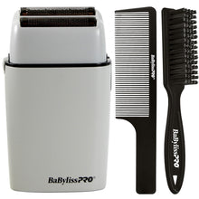 BaByliss Pro LIMITED EDITION Cordless Metal Double Foil Shaver (Gray) FXFS2GY with Fade Brush BPFADEB and 9" Comb