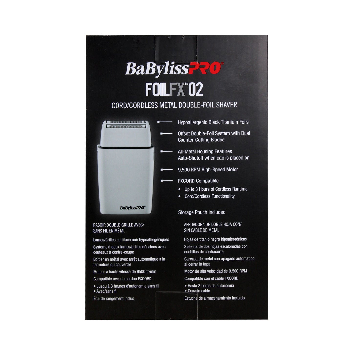 BaByliss Pro LIMITED EDITION Cordless Metal Double Foil Shaver (Gray) FXFS2GY with Fade Brush BPFADEB and 9" Comb