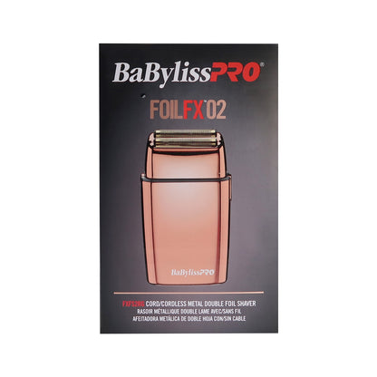 BaByliss Pro FOILFX02 Cordless Metal ROSE GOLD Double Foil Shaver FXFS2RG with Fade Brush BPFADEB and 9" Comb