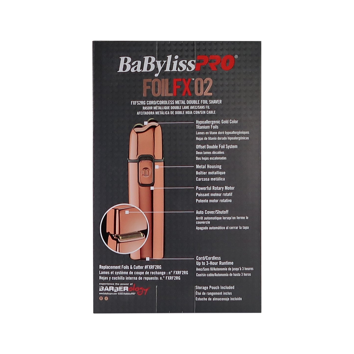 BaByliss Pro FOILFX02 Cordless Metal ROSE GOLD Double Foil Shaver FXFS2RG with Fade Brush BPFADEB and 9" Comb