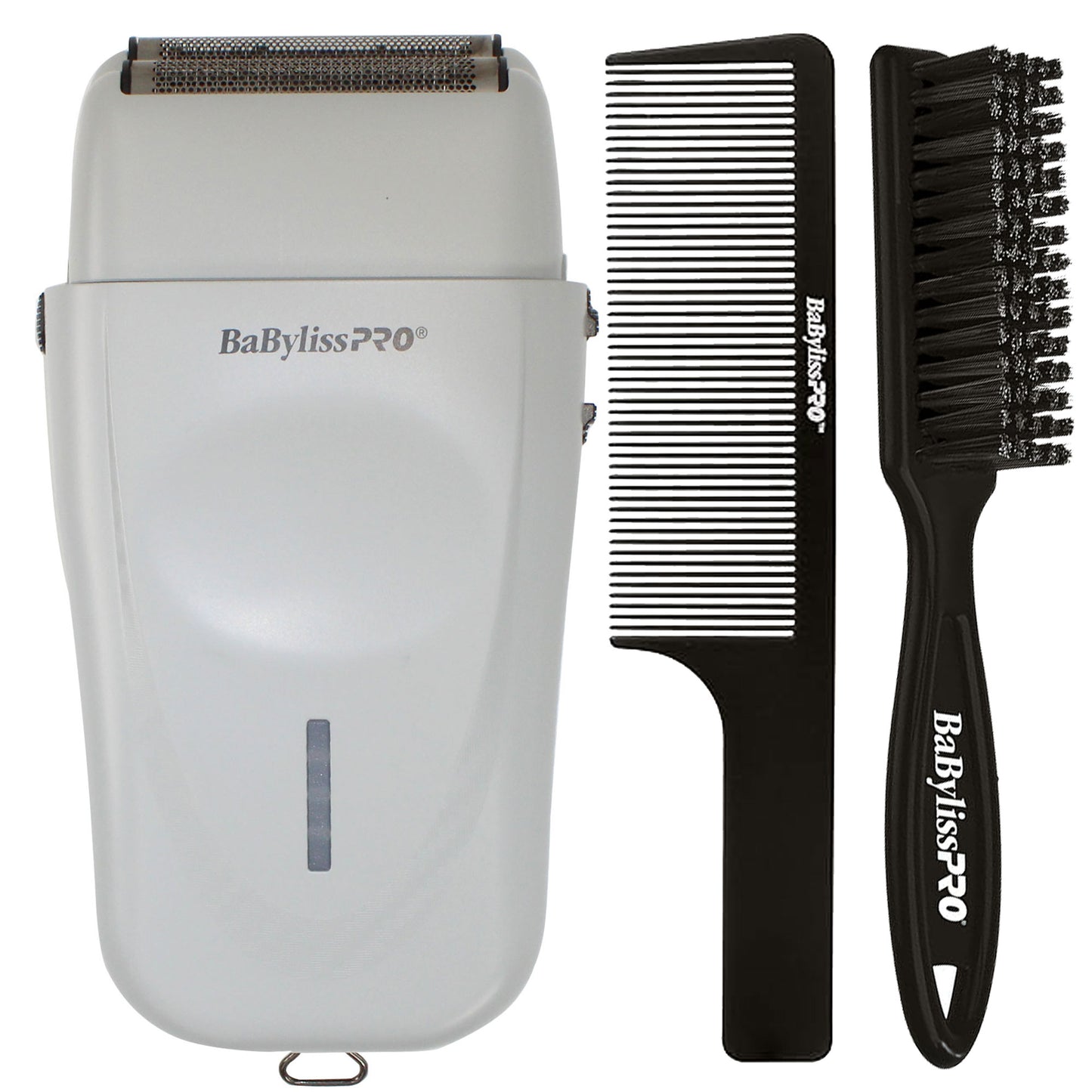 BaByliss PRO LithiumFX+ Gray Cord/Cordless Ergonomic Double Foil Shaver FXFS573GY Barber Tool + Fade Brush + 9" Comb