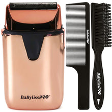 BaByliss Pro LIMITED EDITION UVFOIL UV-Disinfecting Metal Single Foil Shaver - Rose Gold FXLFS1RG with Fade Brush BPFADEB and 9" Comb