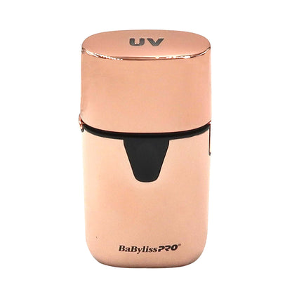 BaByliss Pro LIMITED EDITION UVFOIL UV-Disinfecting Metal Single Foil Shaver - Rose Gold FXLFS1RG with Fade Brush BPFADEB and 9" Comb